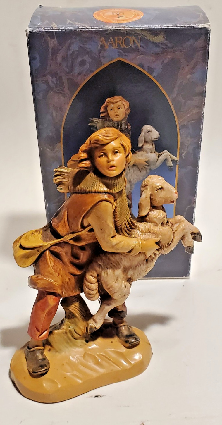 Vintage 1993 Fontanini Nativity AARON THE SHEPHERD Figure with his Sheep 5”