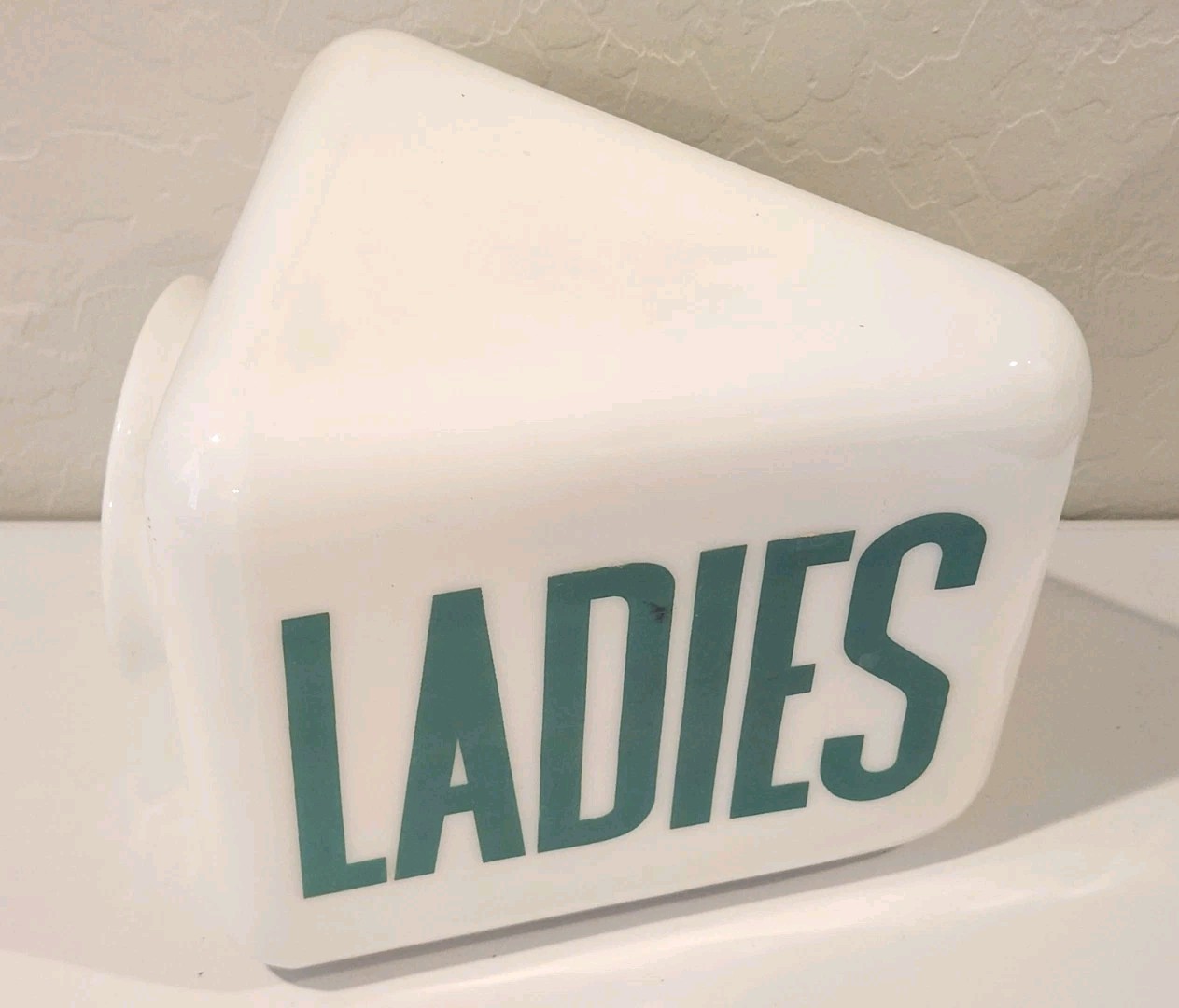 Vintage Gas Service Station Glass Sconce Ladies Restroom Sign