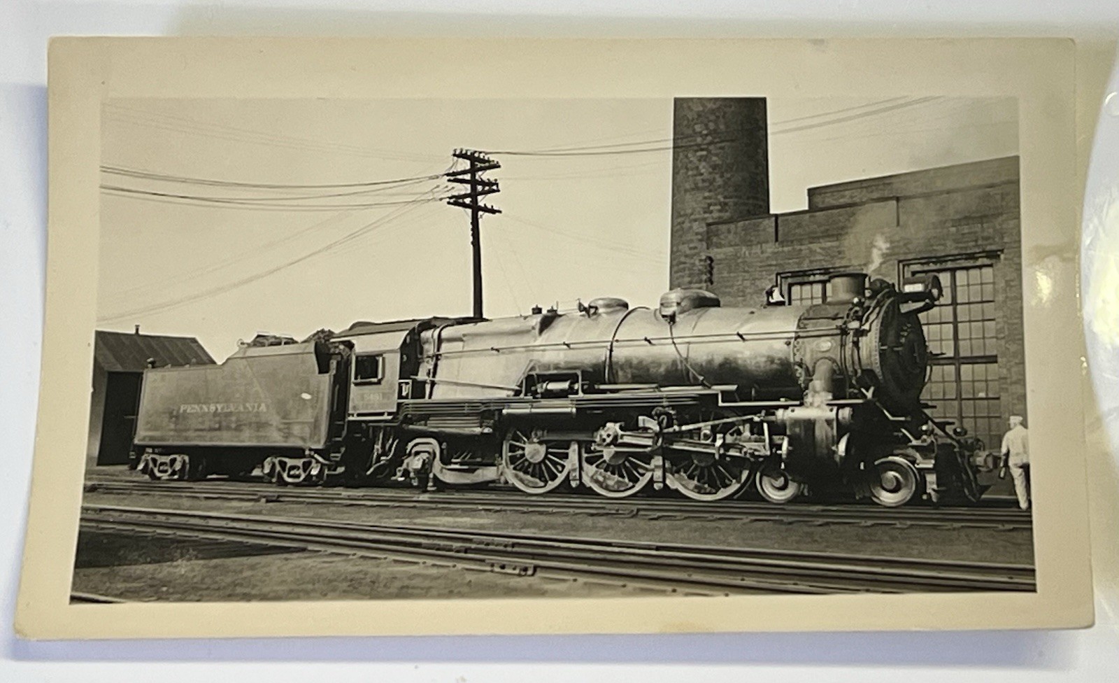 AUTHENTIC ORIGINAL PRR PENNSYLVANIA RAILROAD ENGINE 5491 PHOTO NARBERTH PA 3\