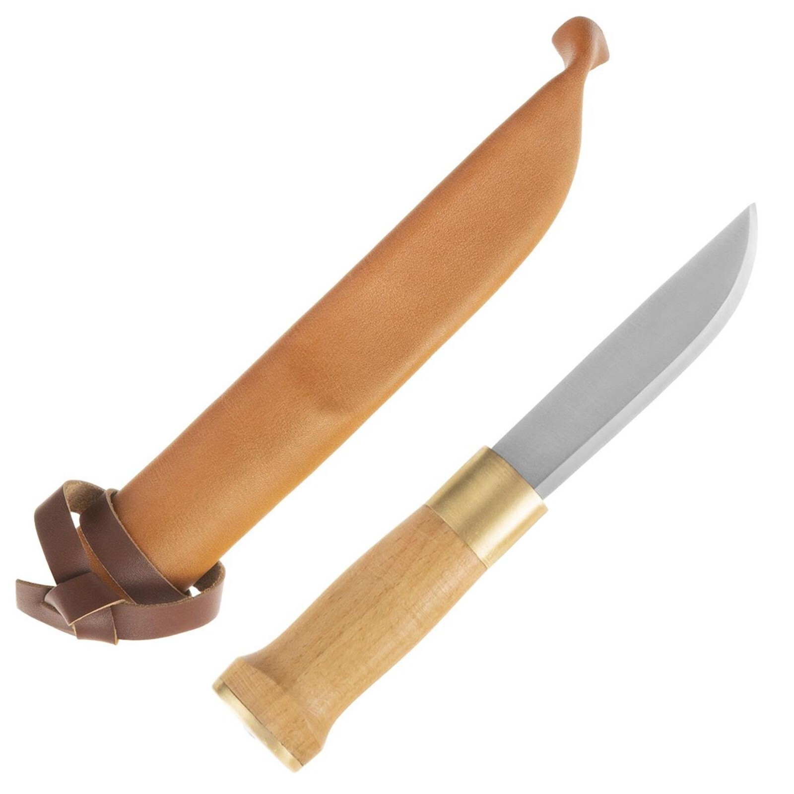 Finnish army Puukko Knife with leather sheath Finland military style fixed blade