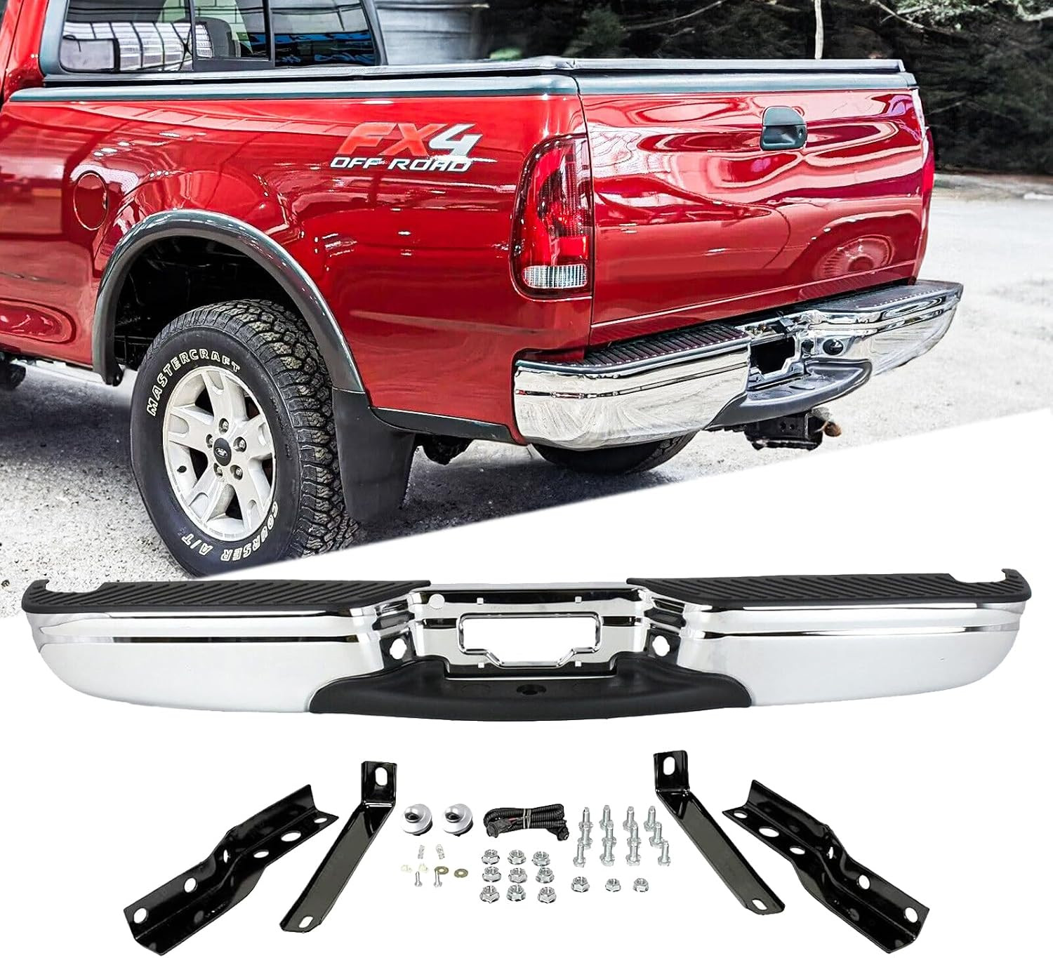 Rear Bumper Assembly Step Bumper Compatible with 1997 1998 1999 2000 2001 2002 2 Rear Bumper Assembly Step Bumper Compatible with 1997 1998 1999 2000 2001 2002 2