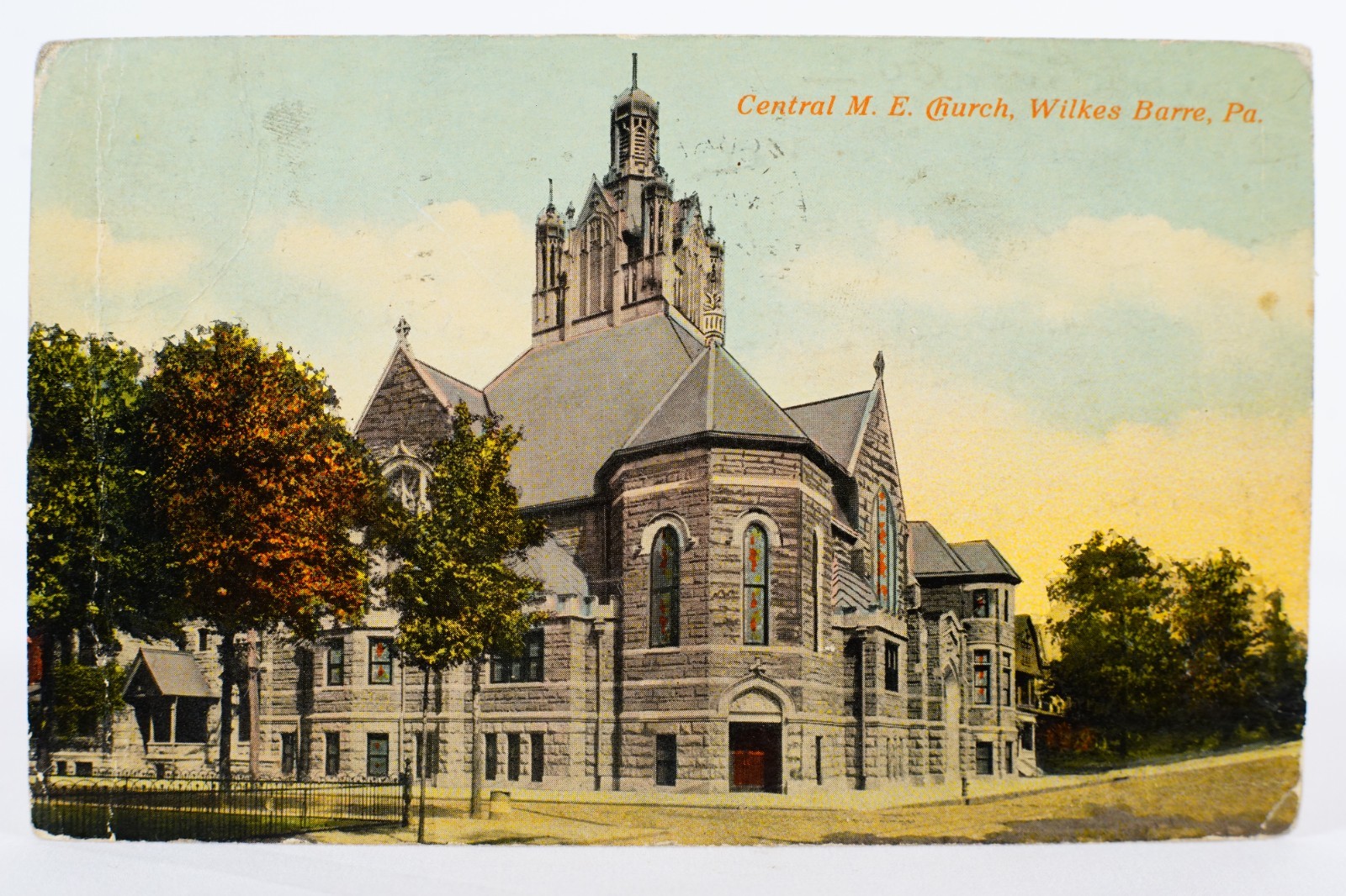 Central ME Church Architecture Wilkes-Barre PA Postcard Luzerne Co