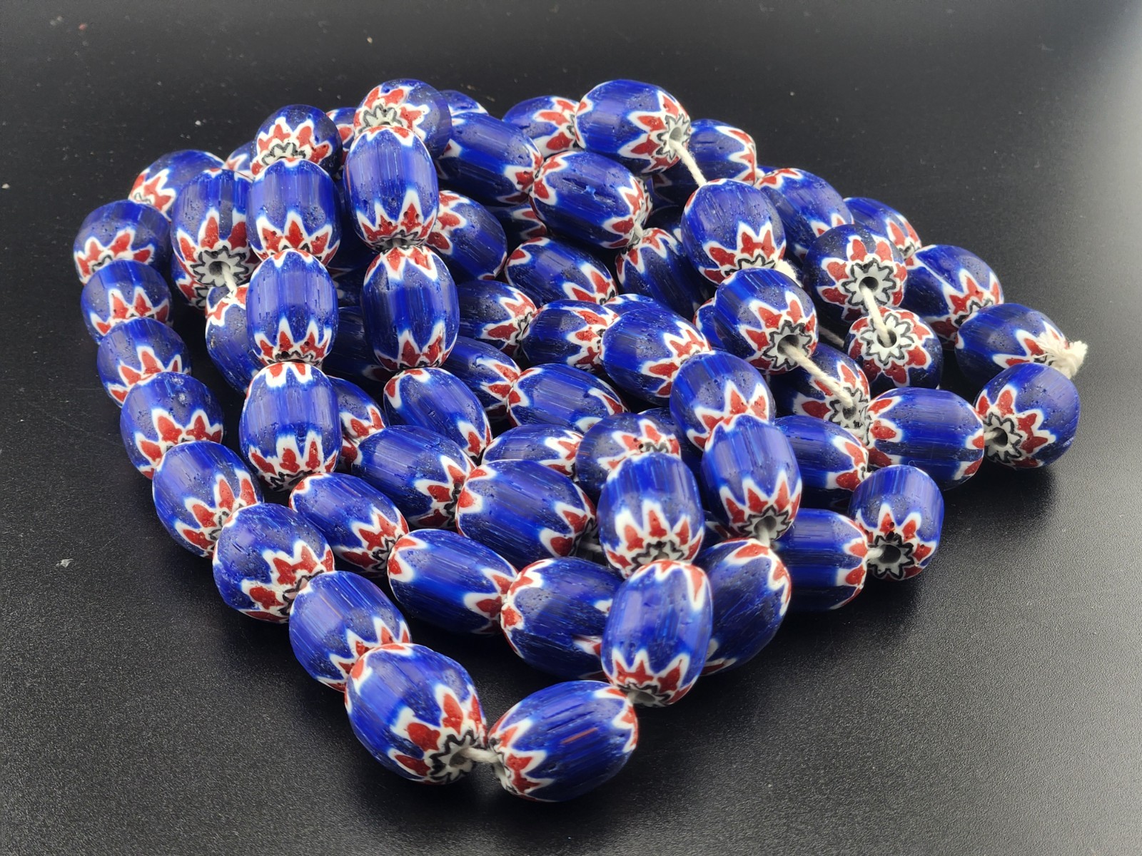Vintage Venetian Style Chevron Beads 15mm Beautiful Strings