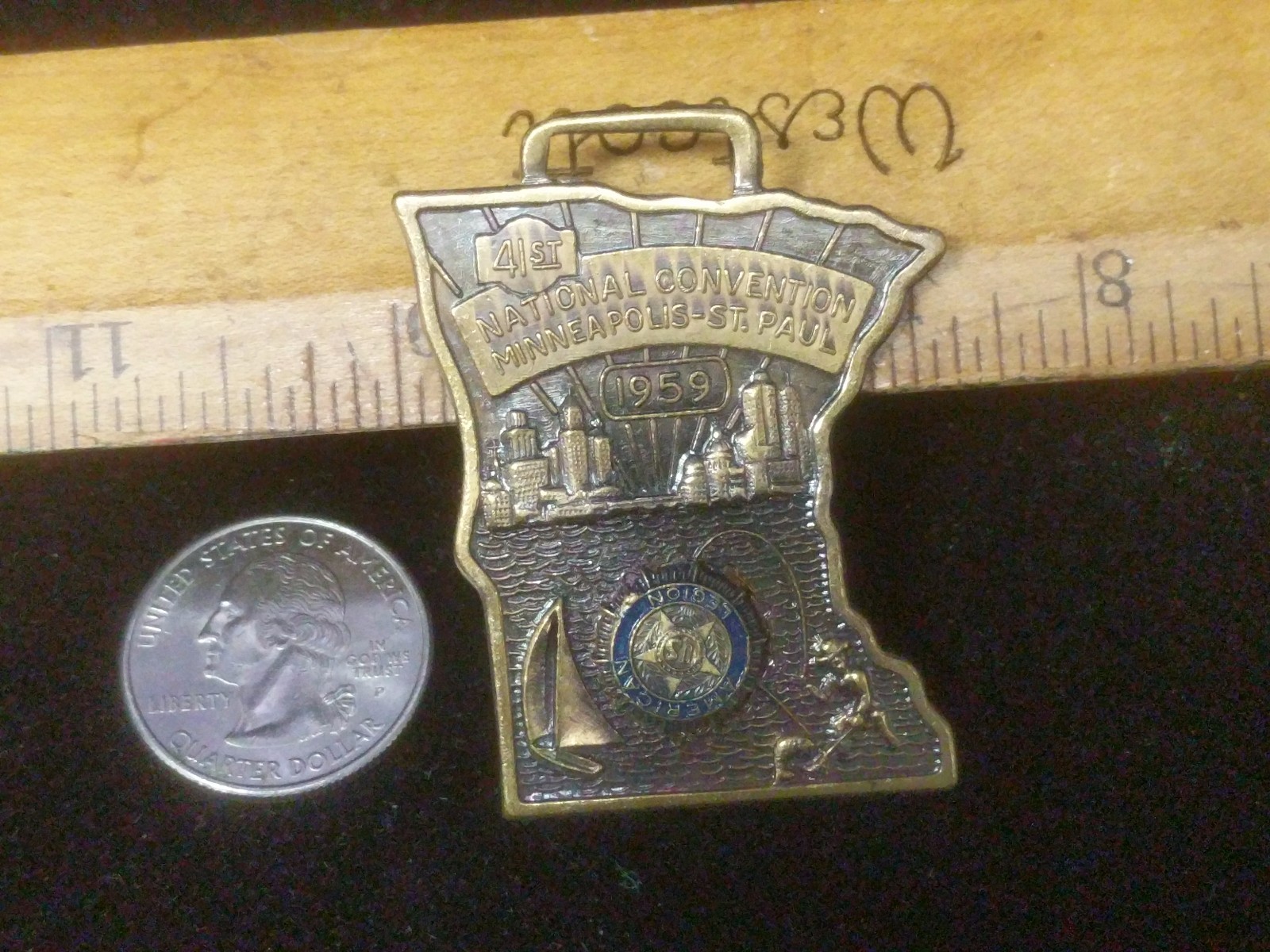 Vintage 1959 American Legion National Convention Watch Fob, Minneapolis/St Paul Vintage 1959 American Legion National Convention Watch Fob, Minneapolis/St Paul