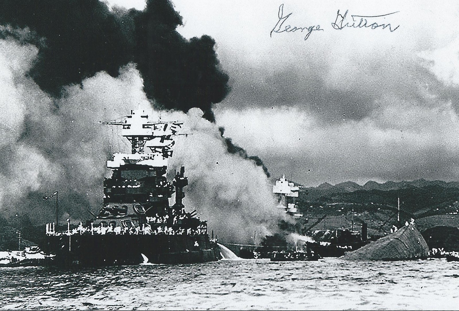 George Hutton signed 4x6 photo WW II Pearl Harbor Survivor COA LOOK George Hutton signed 4x6 photo WW II Pearl Harbor Survivor COA LOOK