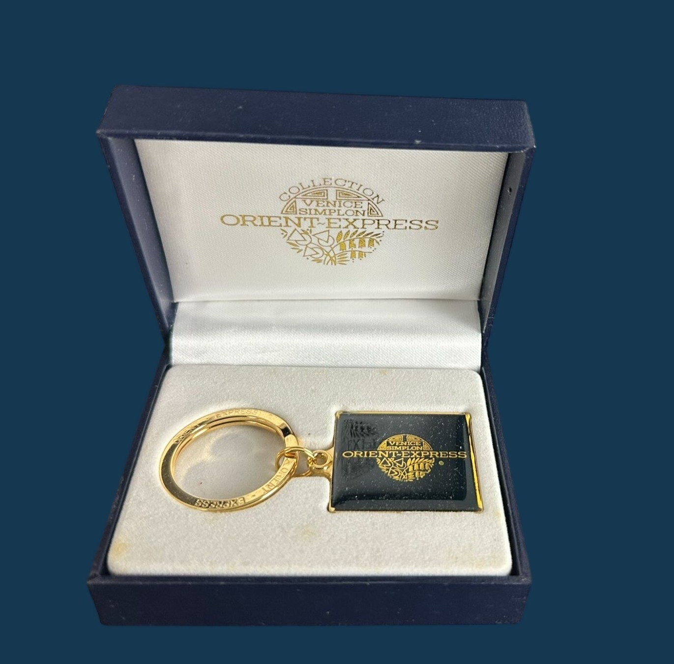 Venice Simplon-Orient-Express Black & Gold Enamel Keychain In Original Gift Box