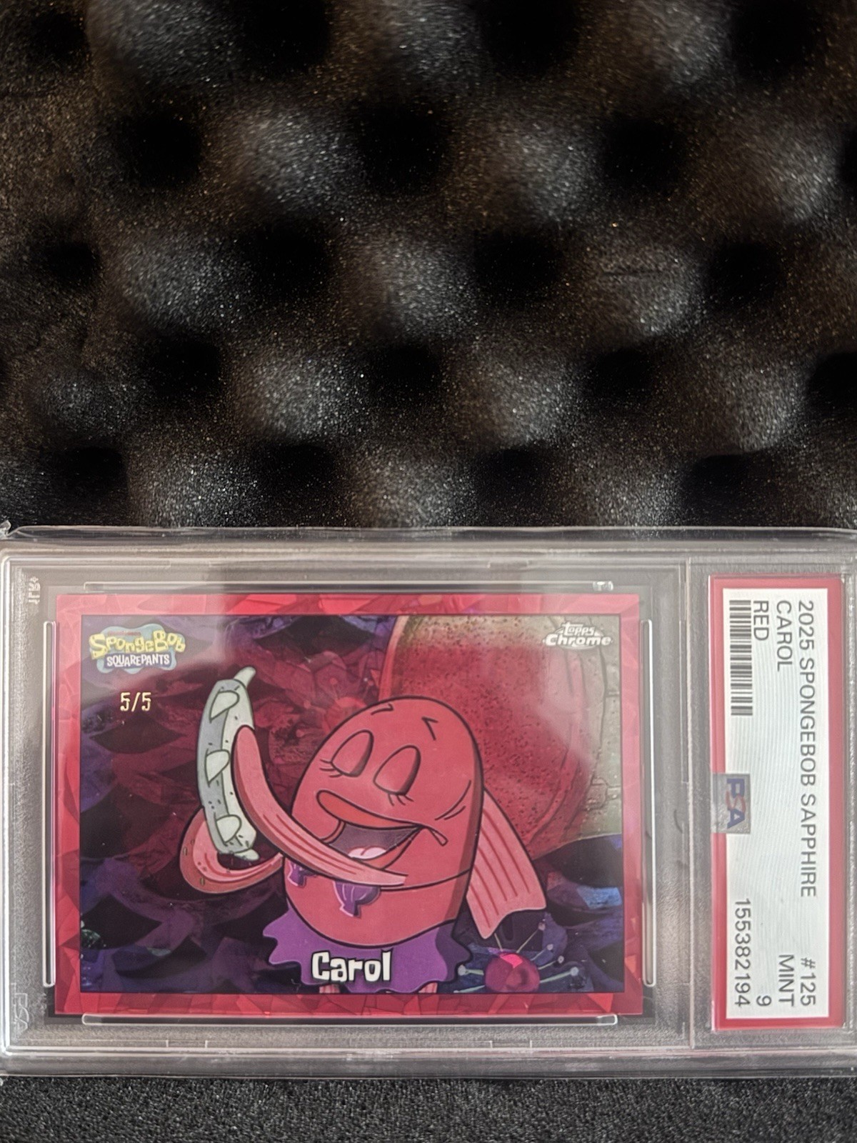 Topps 2025 SpongeBob Sapphire #125 Carol Red Parallel /5 PSA 9