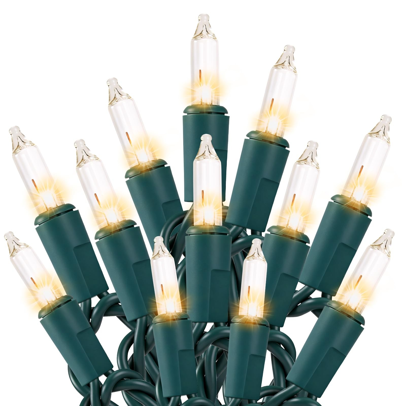 Luces navideñas, 50 unidades, mini luces, luces de cadena de alambre verde Luces navideñas, 50 unidades, mini luces, luces de cadena de alambre verde