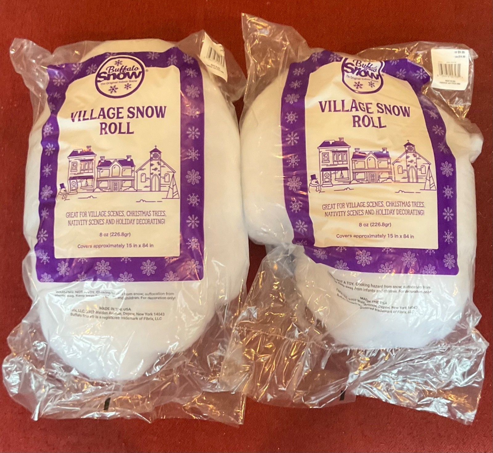 (2) 8 oz. Bags - Buffalo Snow Village Snow Rolls for Christmas Village Scenes (2) 8 oz. Bags - Buffalo Snow Village Snow Rolls for Christmas Village Scenes