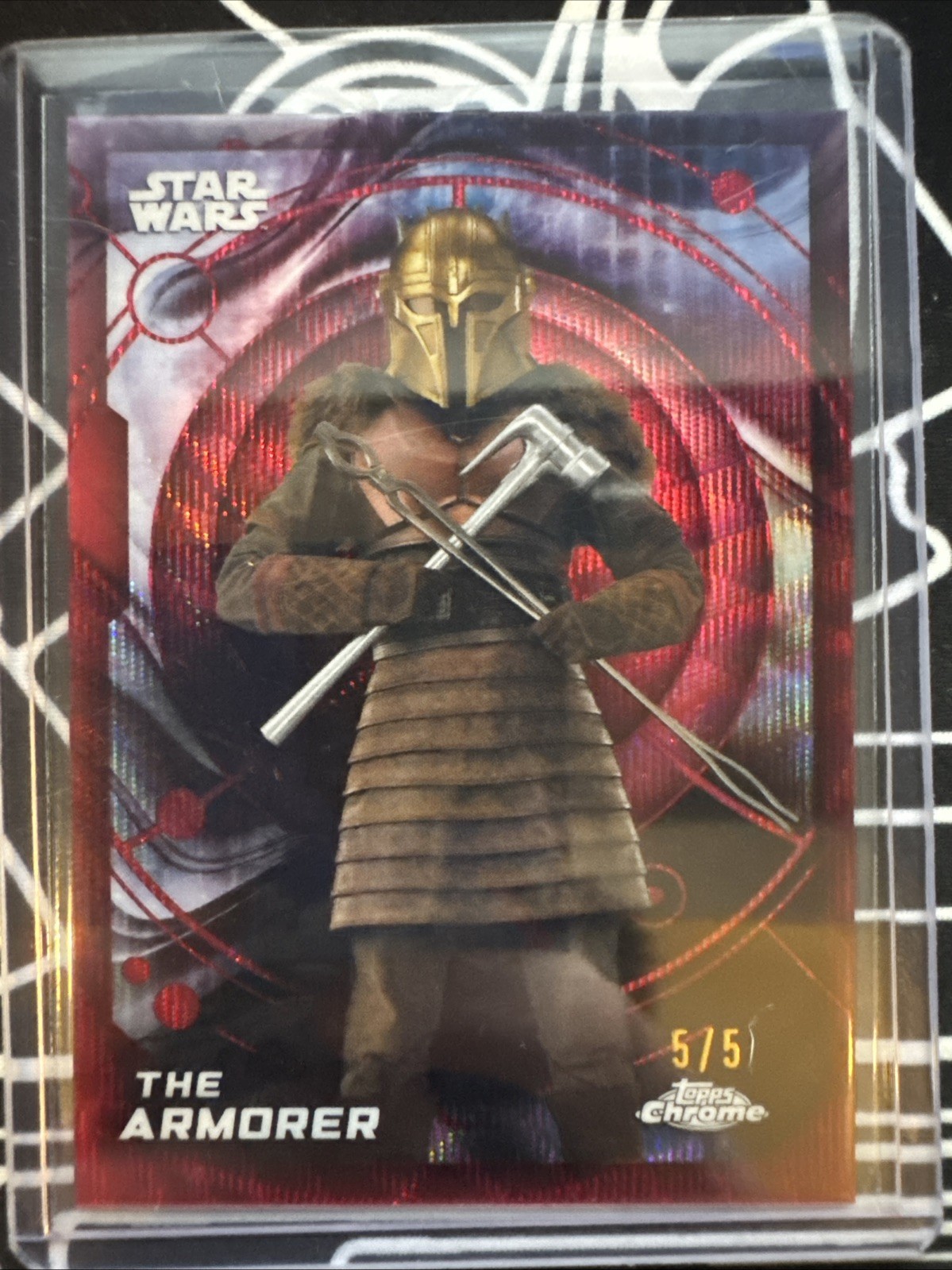 2026 Topps Star Wars Chrome The Armorer 5/5 Bookend Red Refractor #42