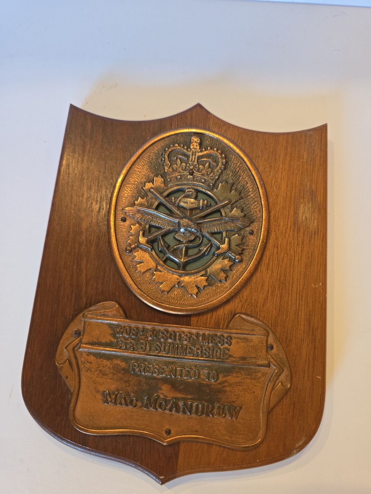 Vintage CFB Summerside Plaque Warrant Officers Sergeants Mess Canadian Military Vintage CFB Summerside Plaque Warrant Officers Sergeants Mess Canadian Military