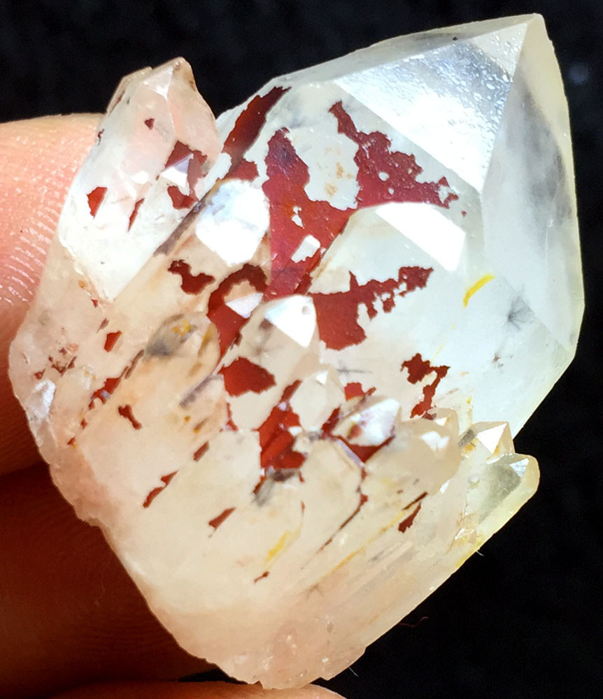 14g RARE Natural Hollandite Star Quartz CRYSTAL Point &Trapiche Hair E731