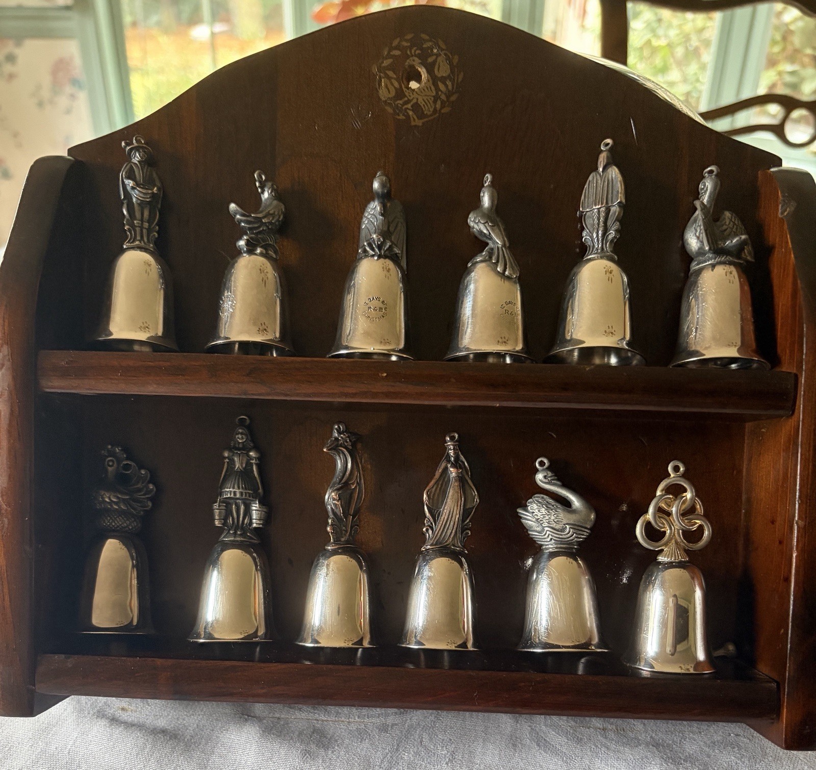 Reed & Barton Twelve Days of Christmas Silver Plated Bell Set W /Display