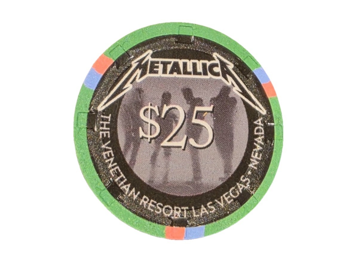 METALLICA BAND VENETIAN $25 CASINO CHIP NEW REAL RARE AUTHENTIC SPHERE CONCERT