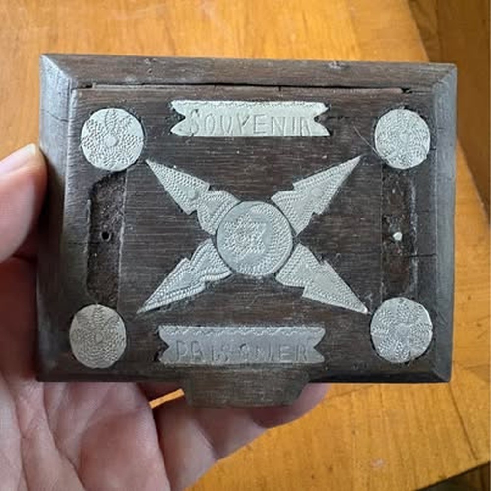 Antique WW1 Ottoman Trench  Art Hand-Carved Wooden Box \