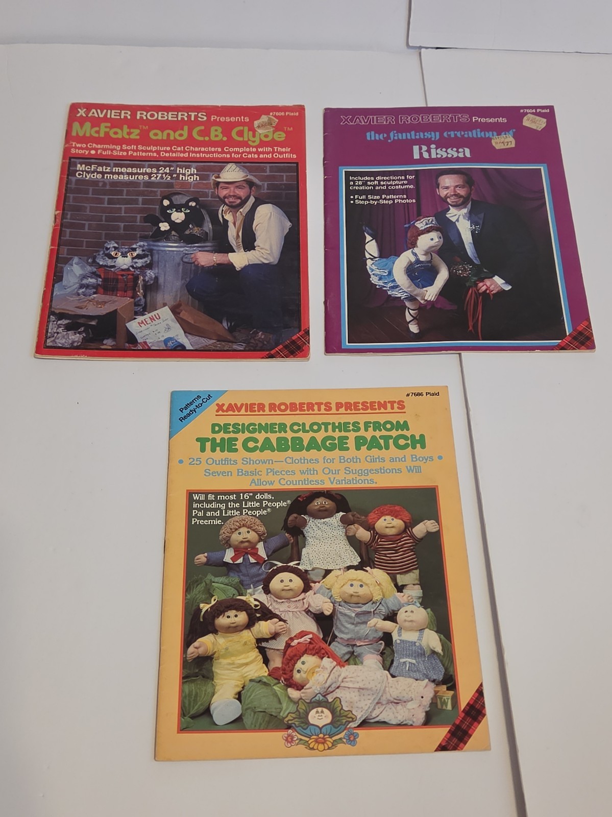 VTG 1982-1984 Xavier Roberts Cabbage Patch Soft Sculpture Pattern Book Lot OF 3