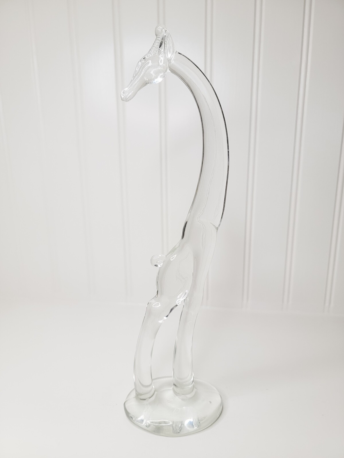 Vintage Heisey Crystal Clear Glass Giraffe Neck Turned Figurine 10-1/2\