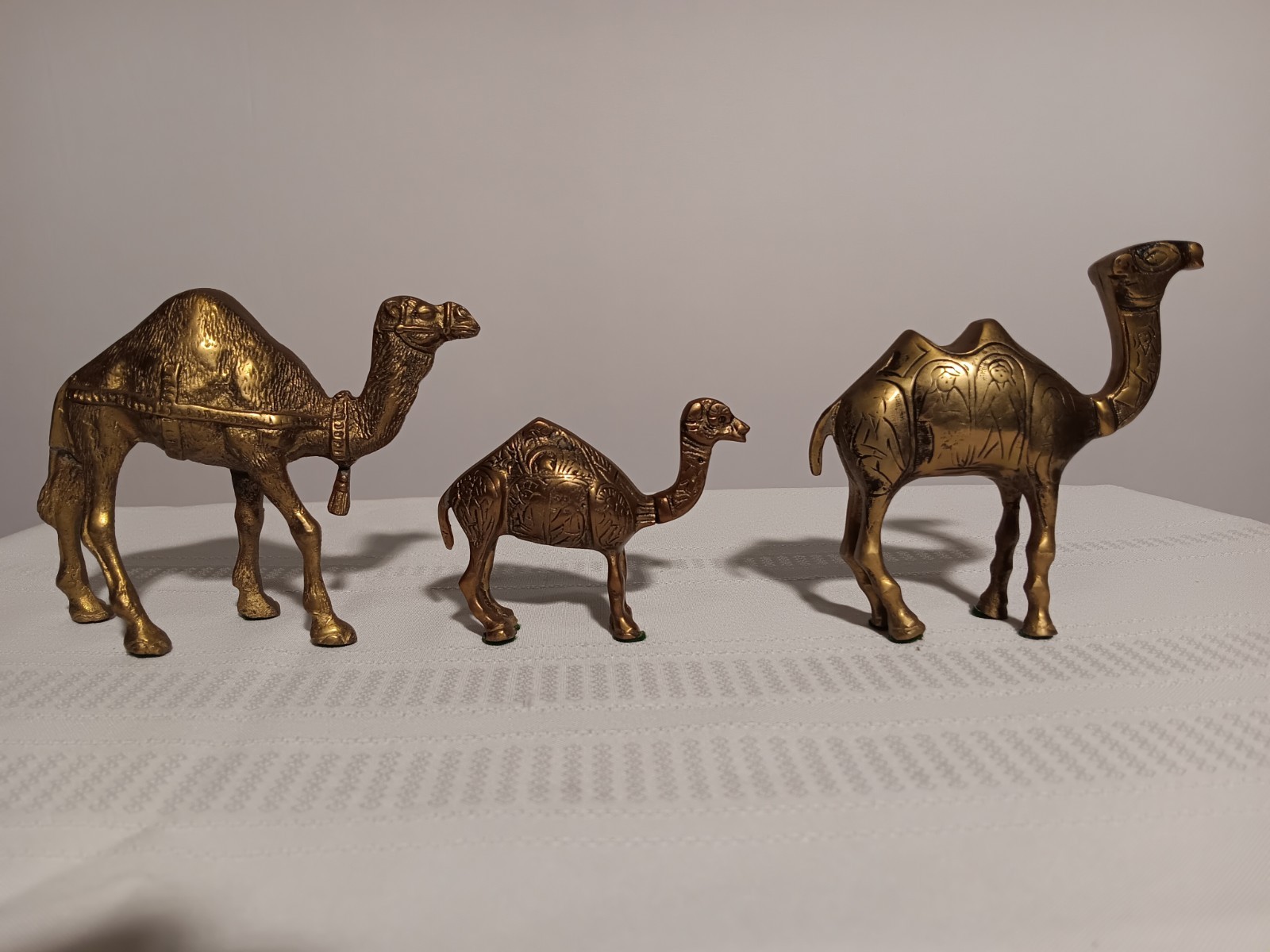 Vtg Brass 3 Piece Camel Set.   5x4  5x4  4x3 Has Etching.