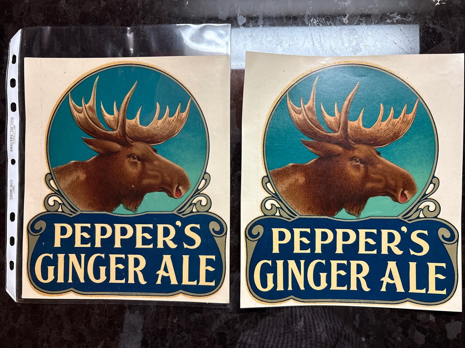 (2) Vintage 1932 Unused PEPPER'S GINGER ALE Soda Advertising Window Decal Signs (2) Vintage 1932 Unused PEPPER'S GINGER ALE Soda Advertising Window Decal Signs