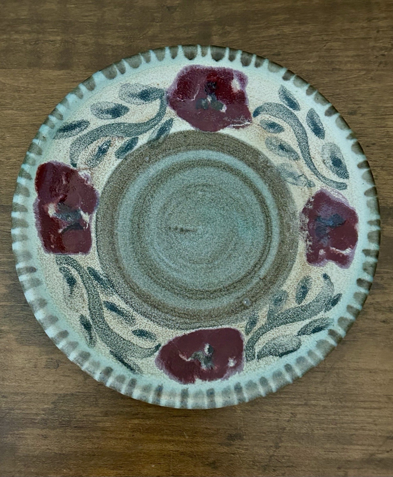 Jan Myers Studio Art Pottery Floral Plate 1995 Signed Hand Painted Flowers 5.75\