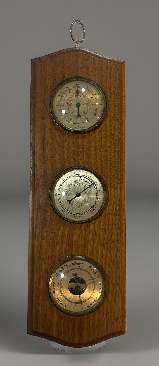 Vintage French Weather Station Barometer Thermometer Hygrometer Wood Wall Decor