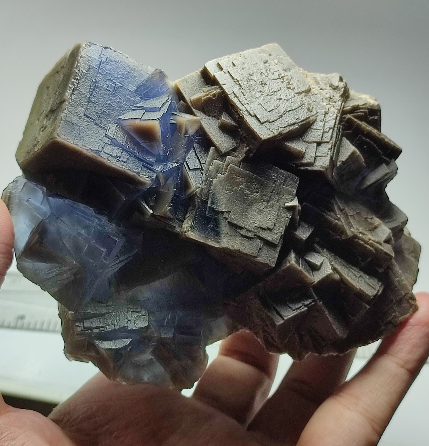 648-gm Big Fluorite Cubic Crystals Cluster Having Perfect Growth & Zoning- Pak.
