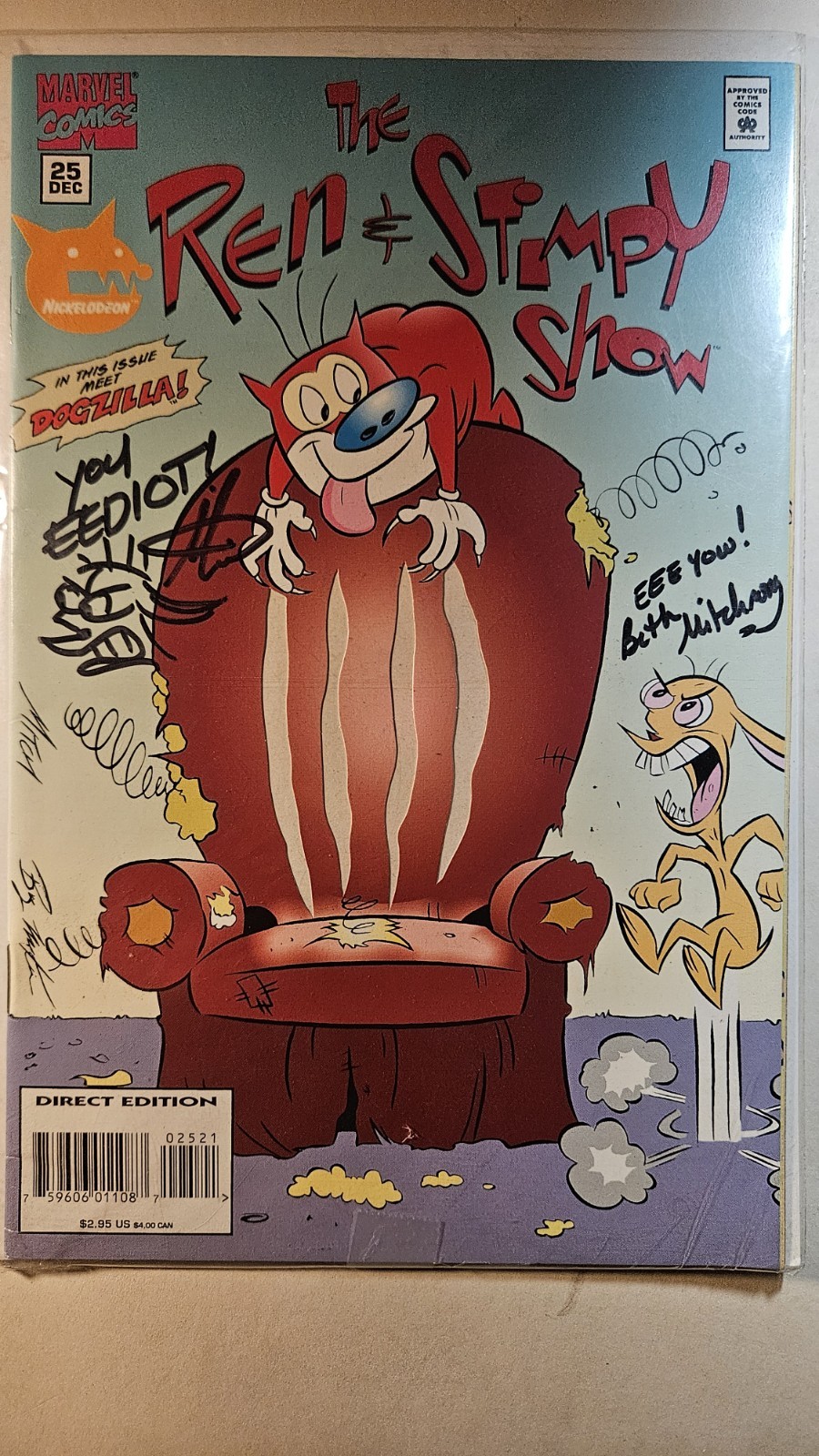 Ren and Stimpy Show #25 Signed Autographed KEN &BETH Mitchroney One Of A Kind  
