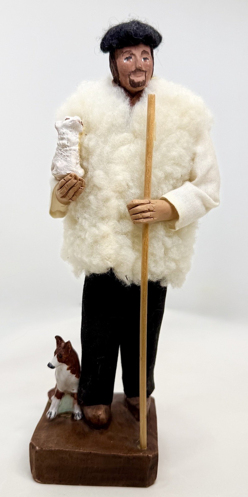 VTG French Terracotta Shepherd w/ Lamb & Dog Dress FolkArt Signed “ATR” VTG French Terracotta Shepherd w/ Lamb & Dog Dress FolkArt Signed “ATR”