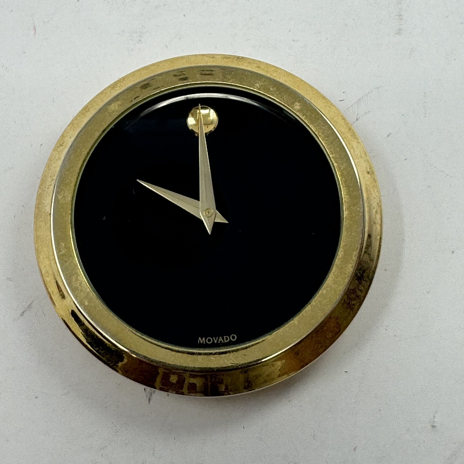 Vintage Movado Brass Desk Clock Japan Movement