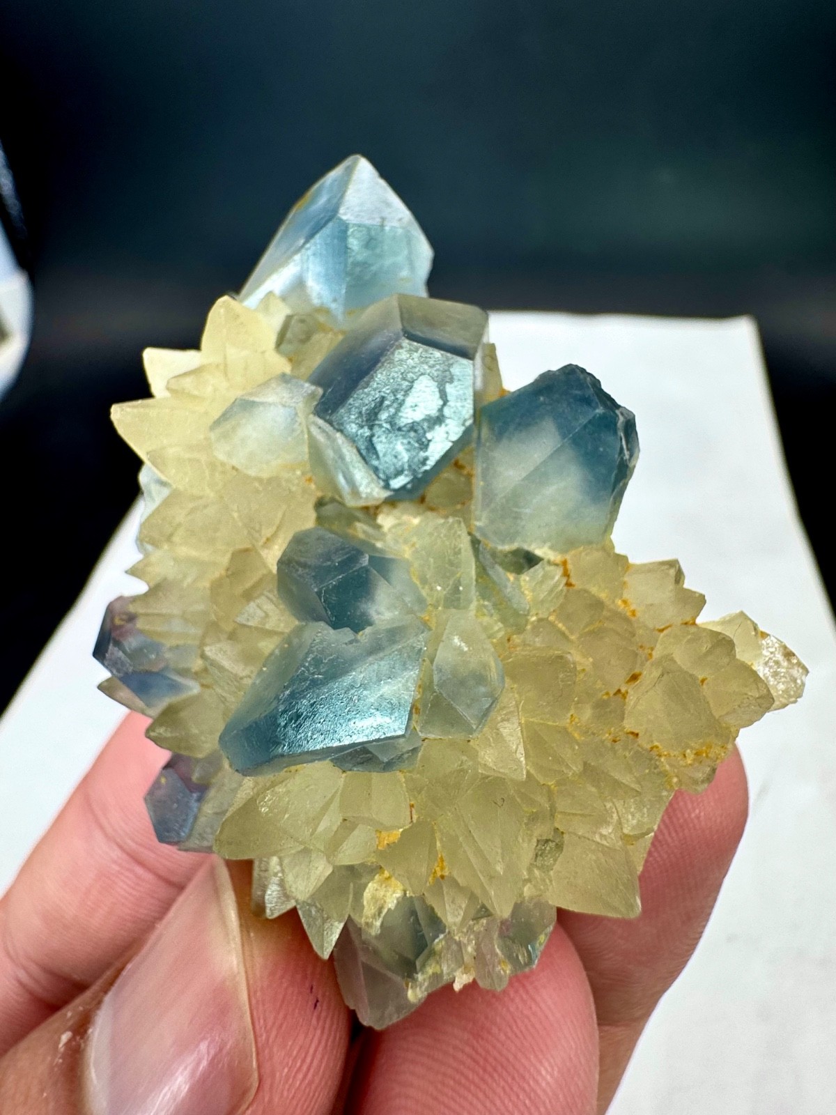 Beautiful Blue Celestine Cluster with Calcite Combine specimen from @Afg 275 CTS