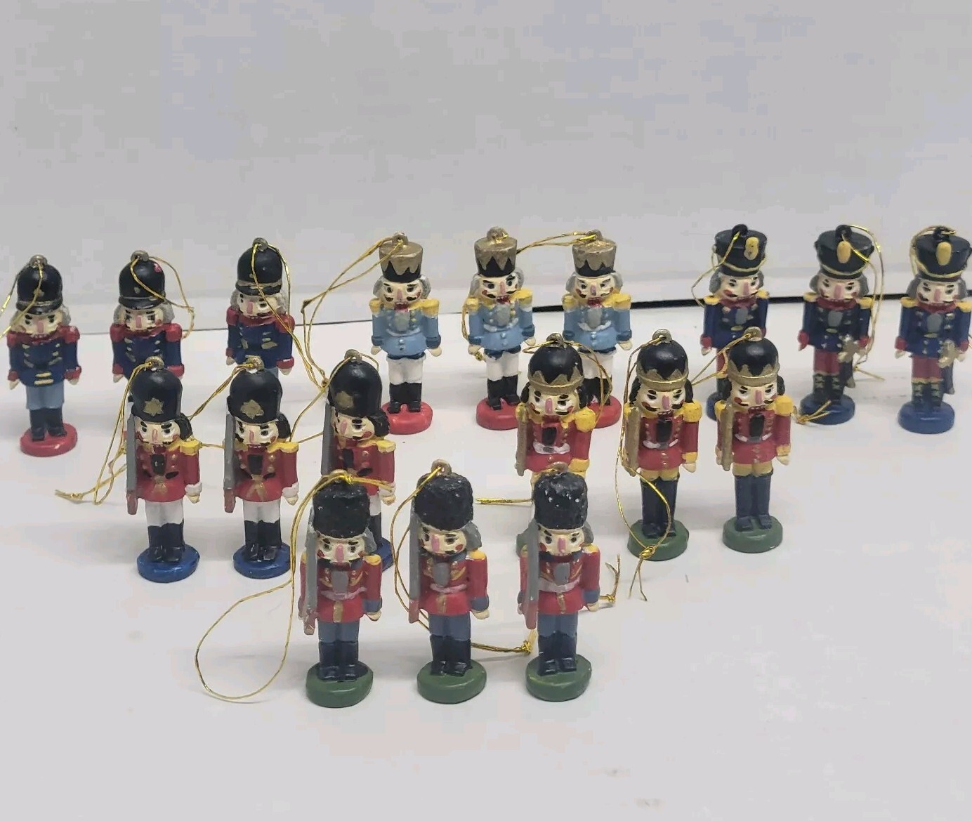 18 Vtg Novelino Christmas Mini Ornaments Pewter Nutcracker Toy Soldiers 1.5\