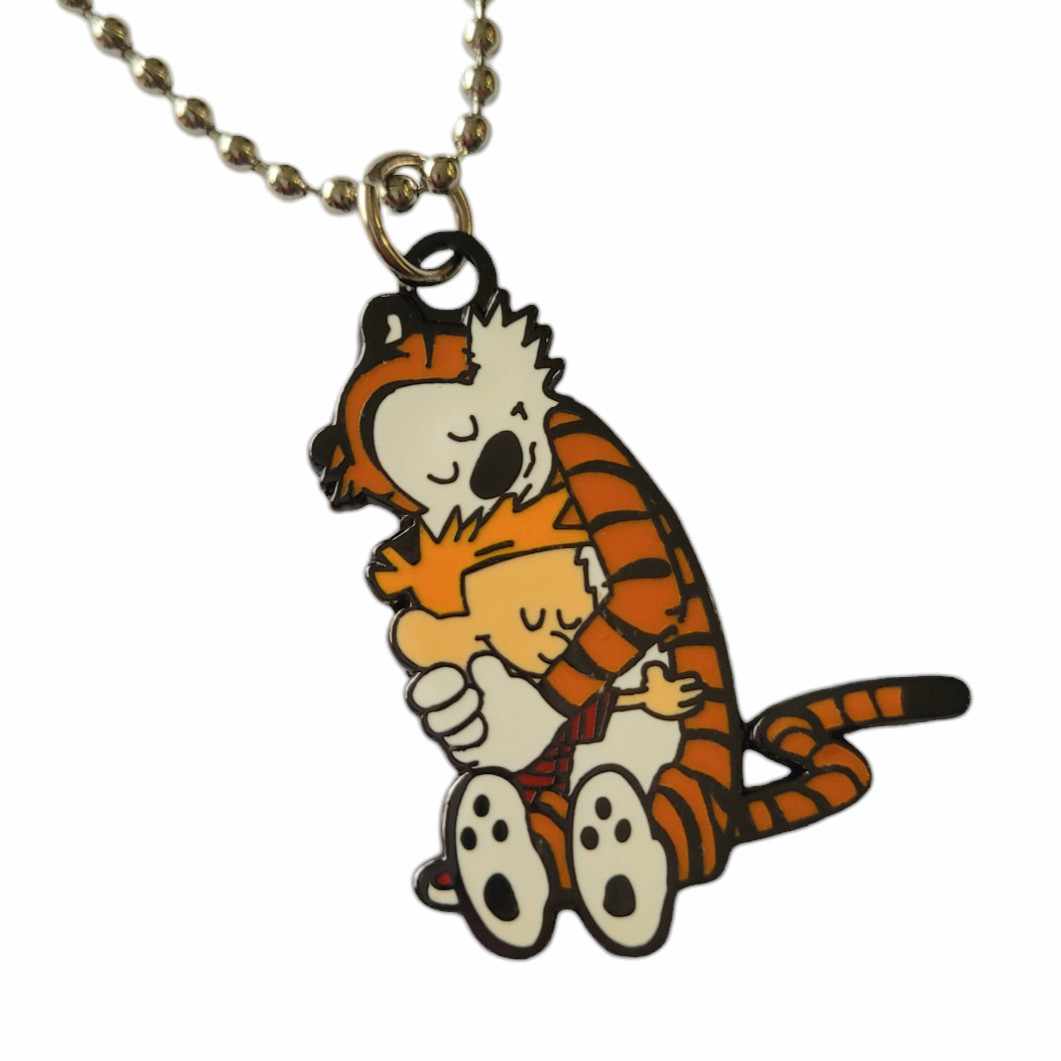 Calvin and Hobbes Hugging Friends Comic Cartoon Charm Pendant Necklace