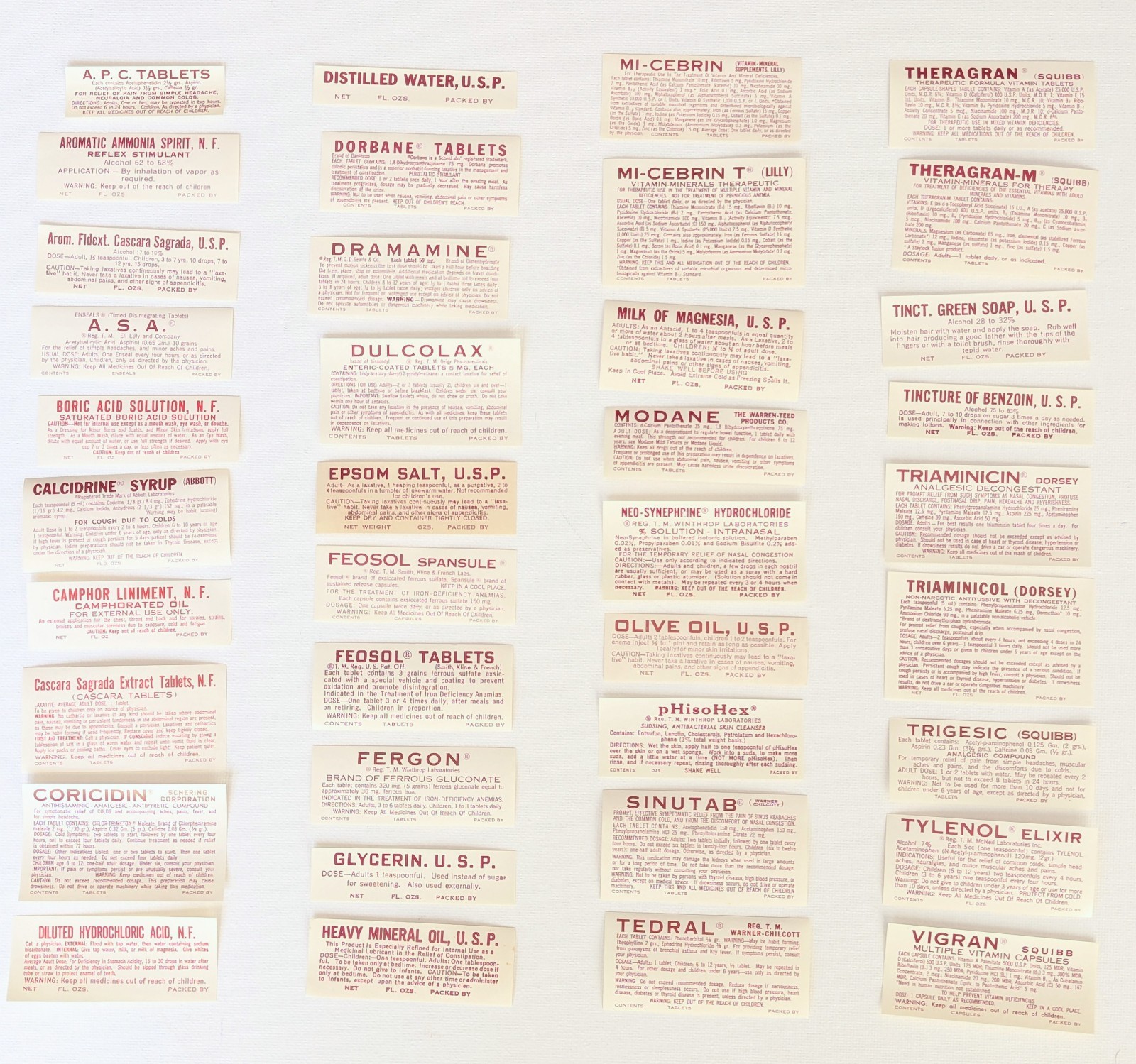 Vintage Pharmacy Apothecary Bottle Labels NOS 1950-60's (Lot of 38 as pictured) Vintage Pharmacy Apothecary Bottle Labels NOS 1950-60's (Lot of 38 as pictured)