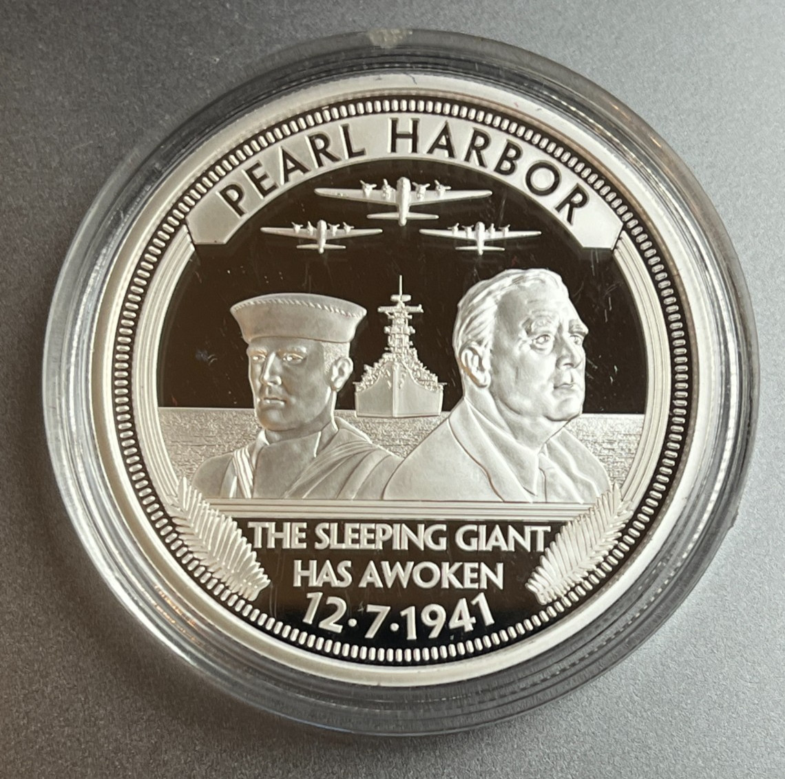 USS Arizona 80th Ann Pearl Harbor Silver Plated challenge Coin Rare 1915-1941.