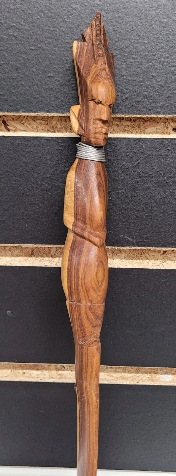 African Hand Carved Letter Opener Vintage Wood Art Tribal 13” Long
