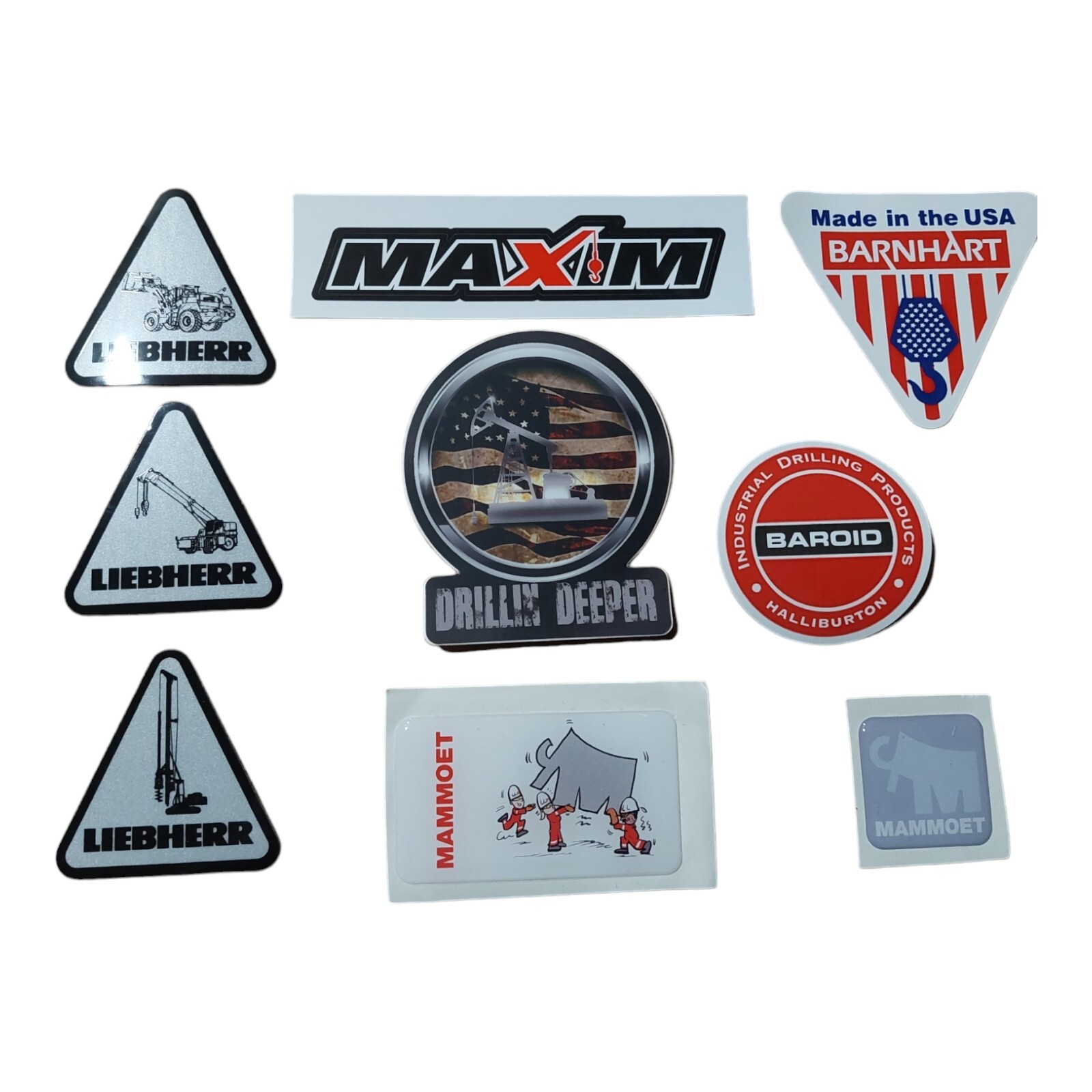 9 Lot Liebherr Baroid Mammoet Stickers Iron Workers Oilfield Union Workers P79 9 Lot Liebherr Baroid Mammoet Stickers Iron Workers Oilfield Union Workers P79