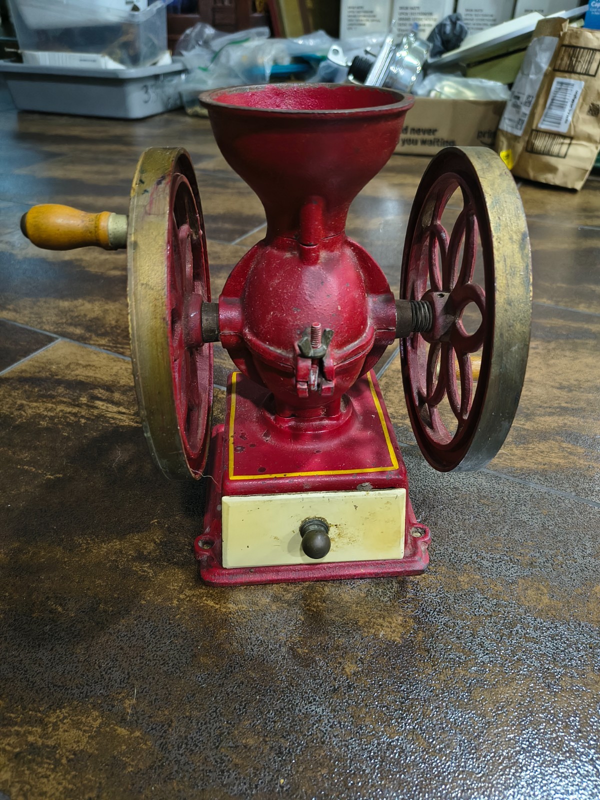 Vintage cast iron John Wright Coffee Grinder