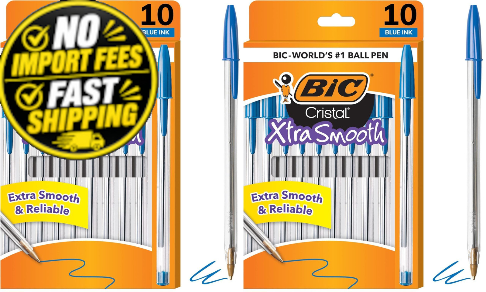 BIC Ballpoint Pen, Medium Point, Blue | 10 Count (Pack of 2), Ink BIC Ballpoint Pen, Medium Point, Blue | 10 Count (Pack of 2), Ink