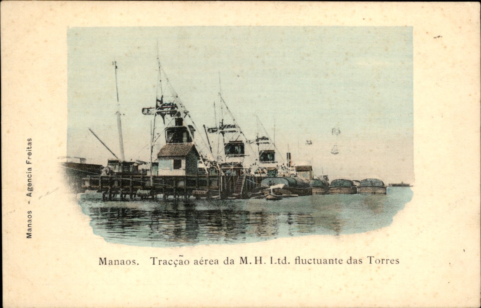 Manaos Manaus Brazil Traccao MH ltd Torres Shipping Pier c1910 Postcard bhn