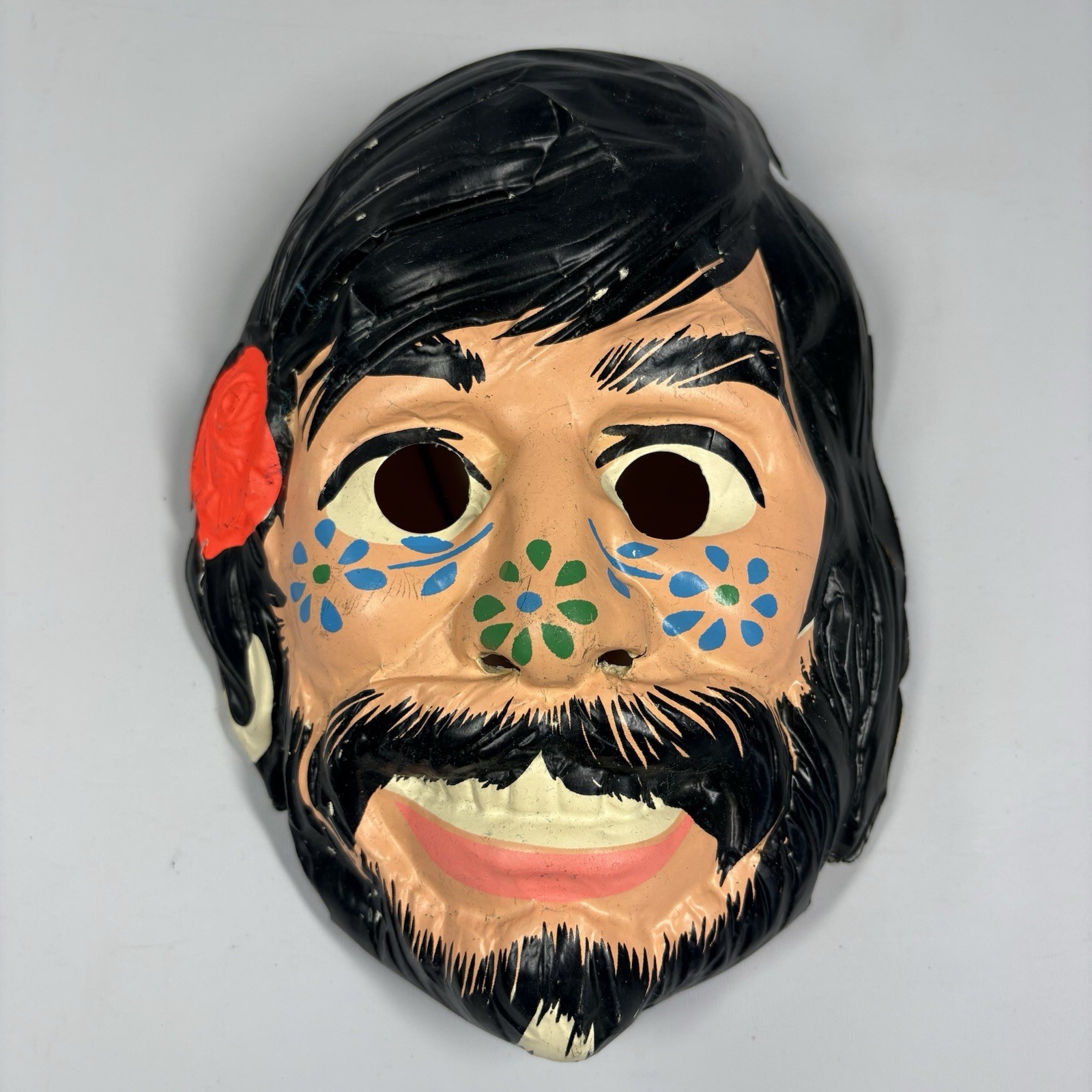 1960s Ben Cooper Halloween Face Mask Flower Power Hippie Man Beatnik Vintage USA