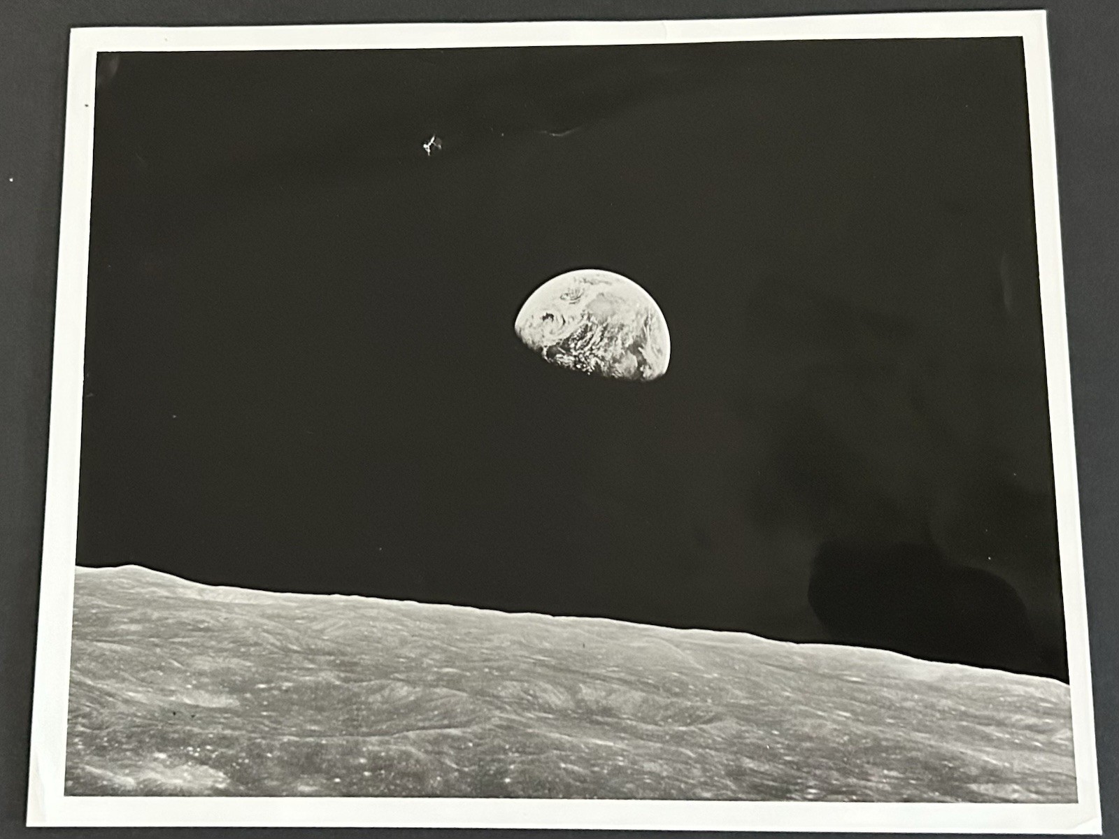1968 NASA Apollo 8 Earth View “Earthrise” Press Photo Blue Back
