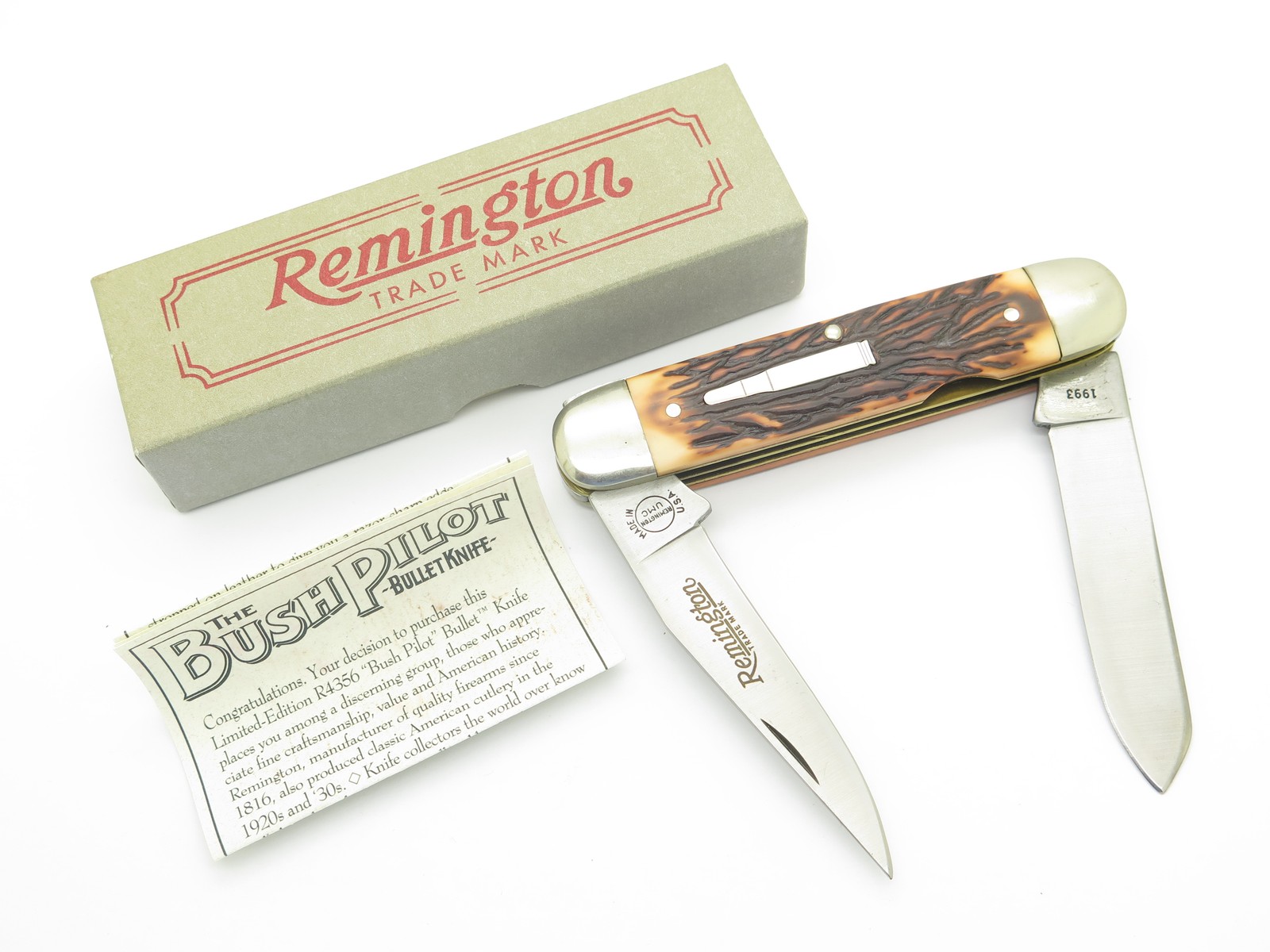 1993 Remington R4356 Bush Pilot Bullet Delrin USA Muskrat Folding Pocket Knife 1993 Remington R4356 Bush Pilot Bullet Delrin USA Muskrat Folding Pocket Knife