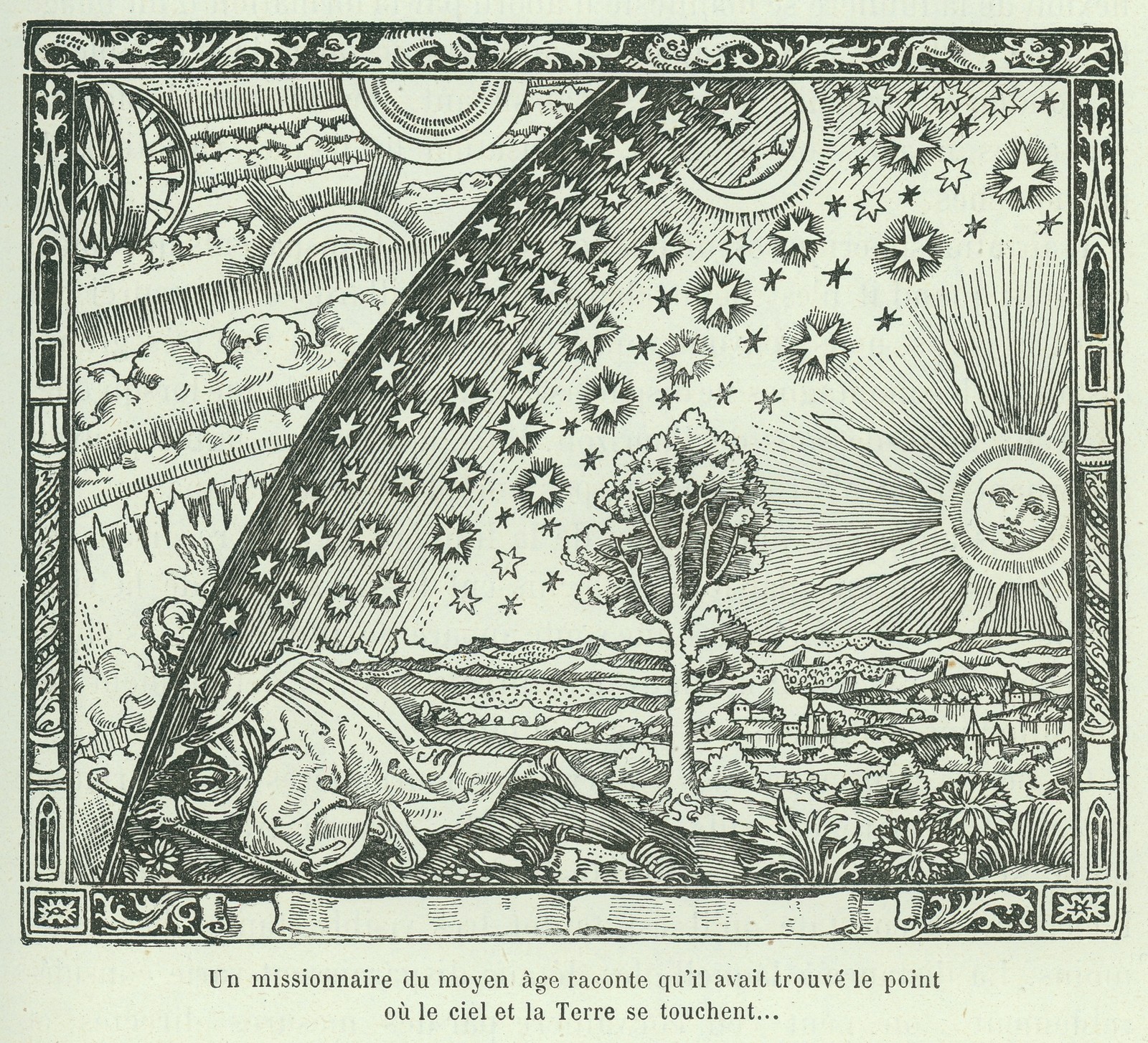 Camille Flammarion 1888 Vintage Firmament Wood Engraving Photo Reprint Wall Art Camille Flammarion 1888 Vintage Firmament Wood Engraving Photo Reprint Wall Art