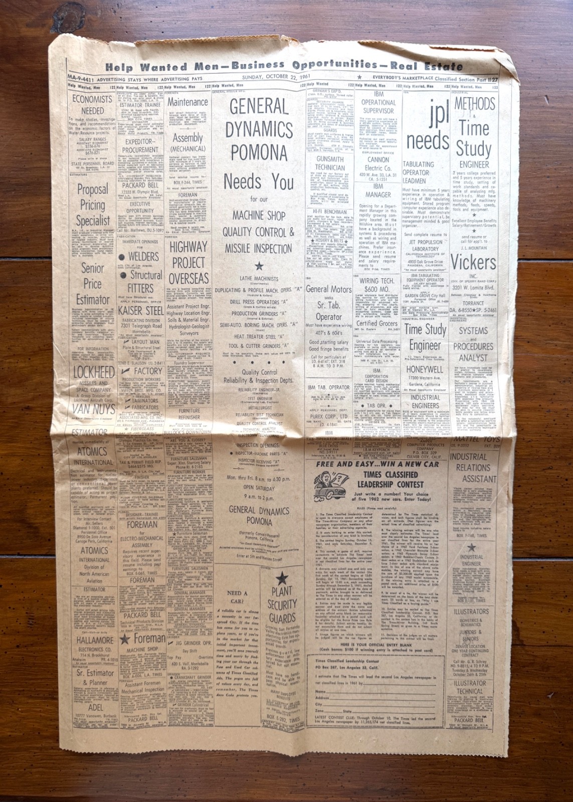 1961 LA Times Newspaper Cold War Space Race Aerospace Ads Lockheed Hughes NASA 1961 LA Times Newspaper Cold War Space Race Aerospace Ads Lockheed Hughes NASA