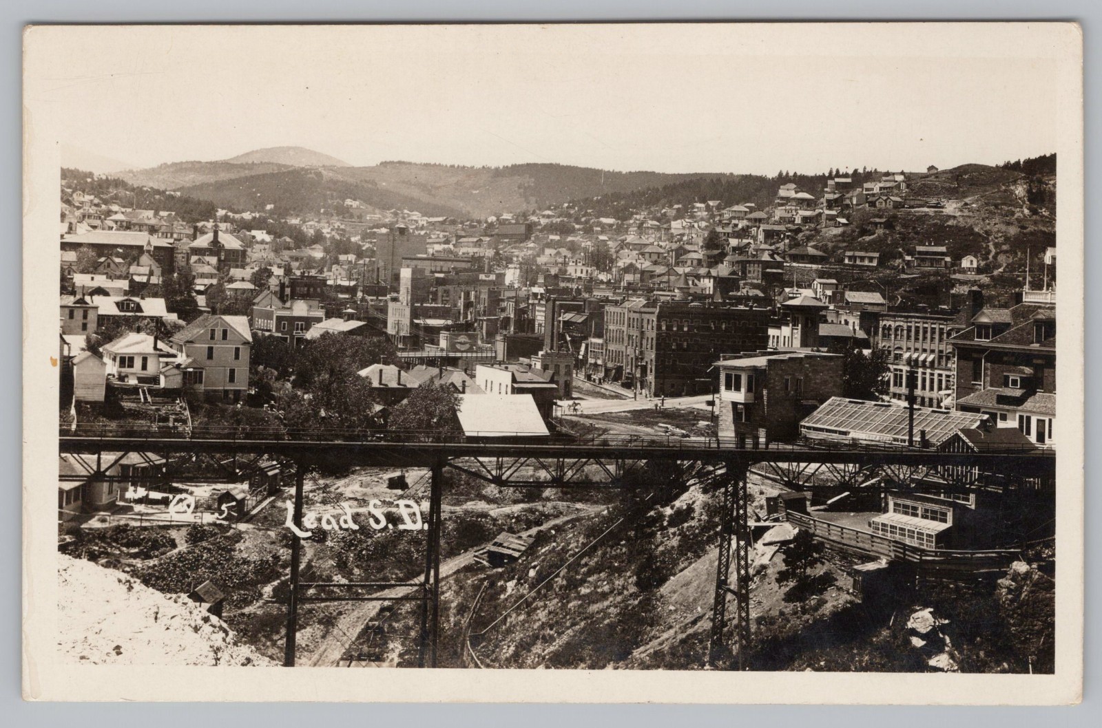 RPPC Panoramic View of Lead SD South Dakota Real Photo Postcard 1910s RPPC Panoramic View of Lead SD South Dakota Real Photo Postcard 1910s