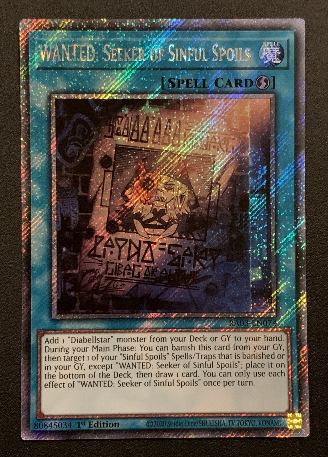 WANTED: Seeker of Sinful Spoils - RA03-EN074 - Platimun Secret Rare - YuGiOh