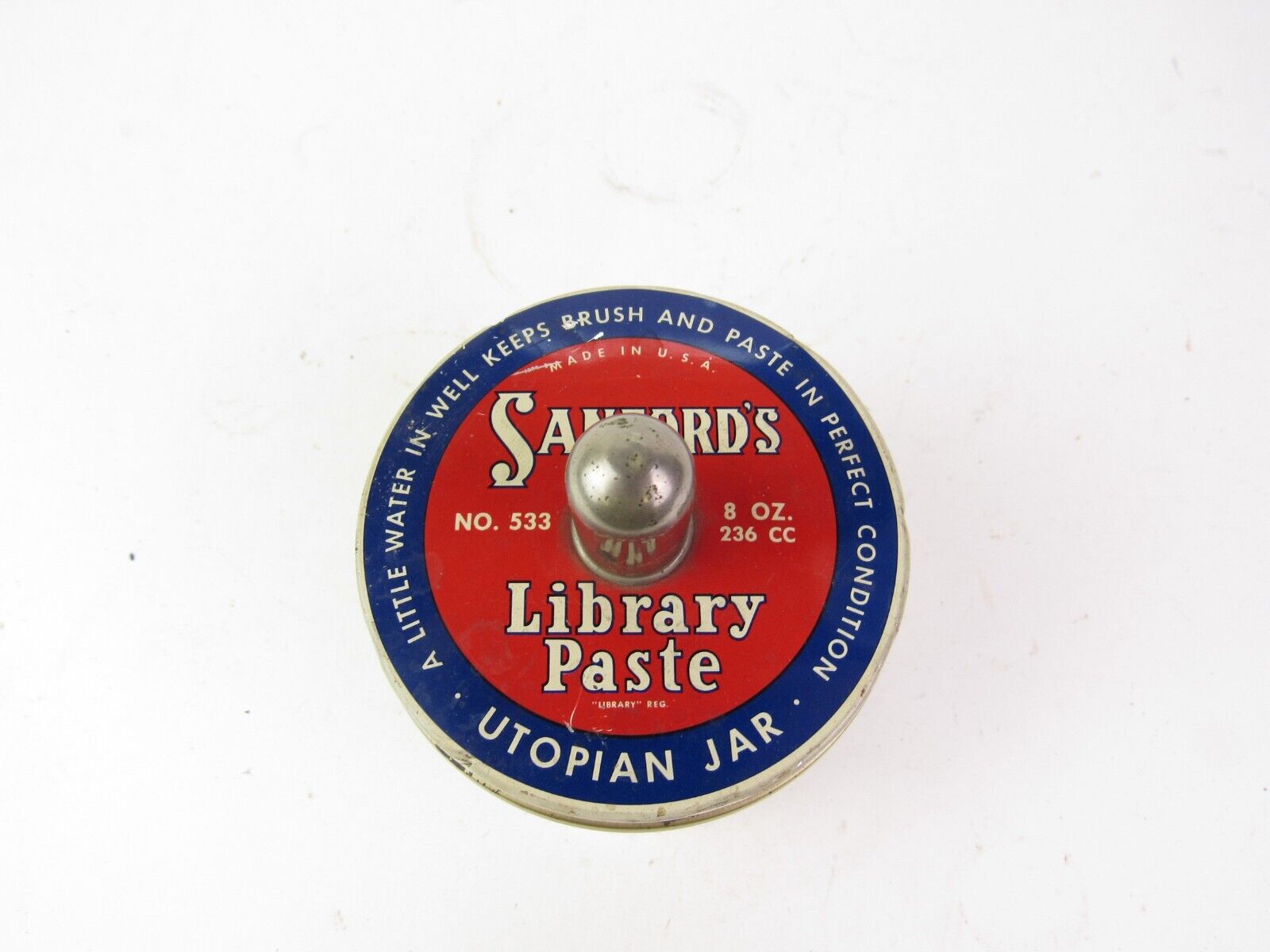 Vintage Sanford's Photo Paste Water Well Utopian Library Paste Jar 533
