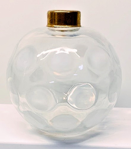 VINTAGE FENTON WHITE OPALESCENT COIN DOT ROUND GLASS PERFUME BOTTLE BRASS TOP