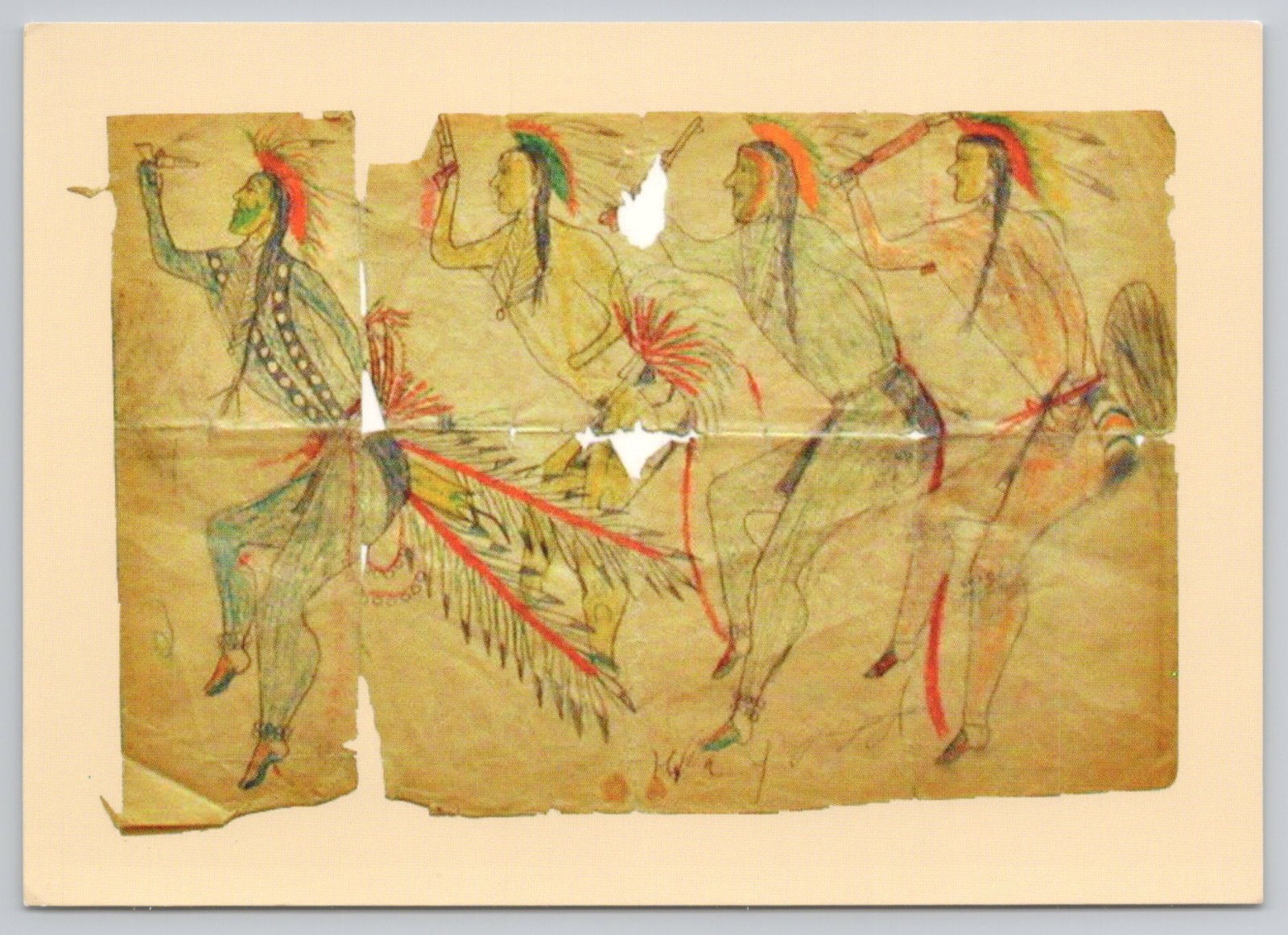 White Swan, Plains Indian 19th Century Ledger Drawing, 2001 continental #2 White Swan, Plains Indian 19th Century Ledger Drawing, 2001 continental #2