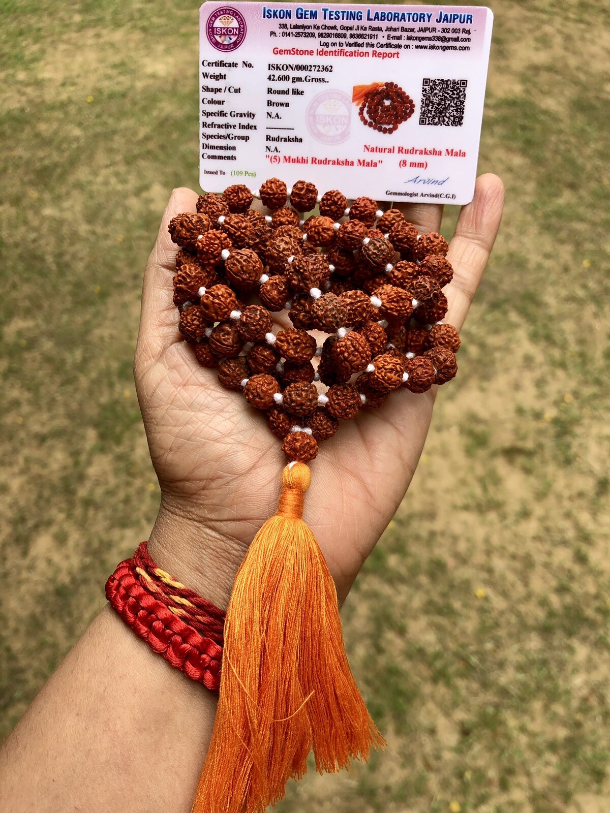 LAB CERTIFIED 5 Mukhi RUDRAKSHA Rudraksh Mala ROSARY 108+1 Bead Prayer Beads 8mm LAB CERTIFIED 5 Mukhi RUDRAKSHA Rudraksh Mala ROSARY 108+1 Bead Prayer Beads 8mm